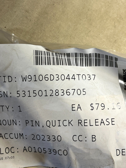 JERGENS M45952/1-C12-65 QUICK RELEASE PIN M45952 1-6-16 5315-01-283-6705