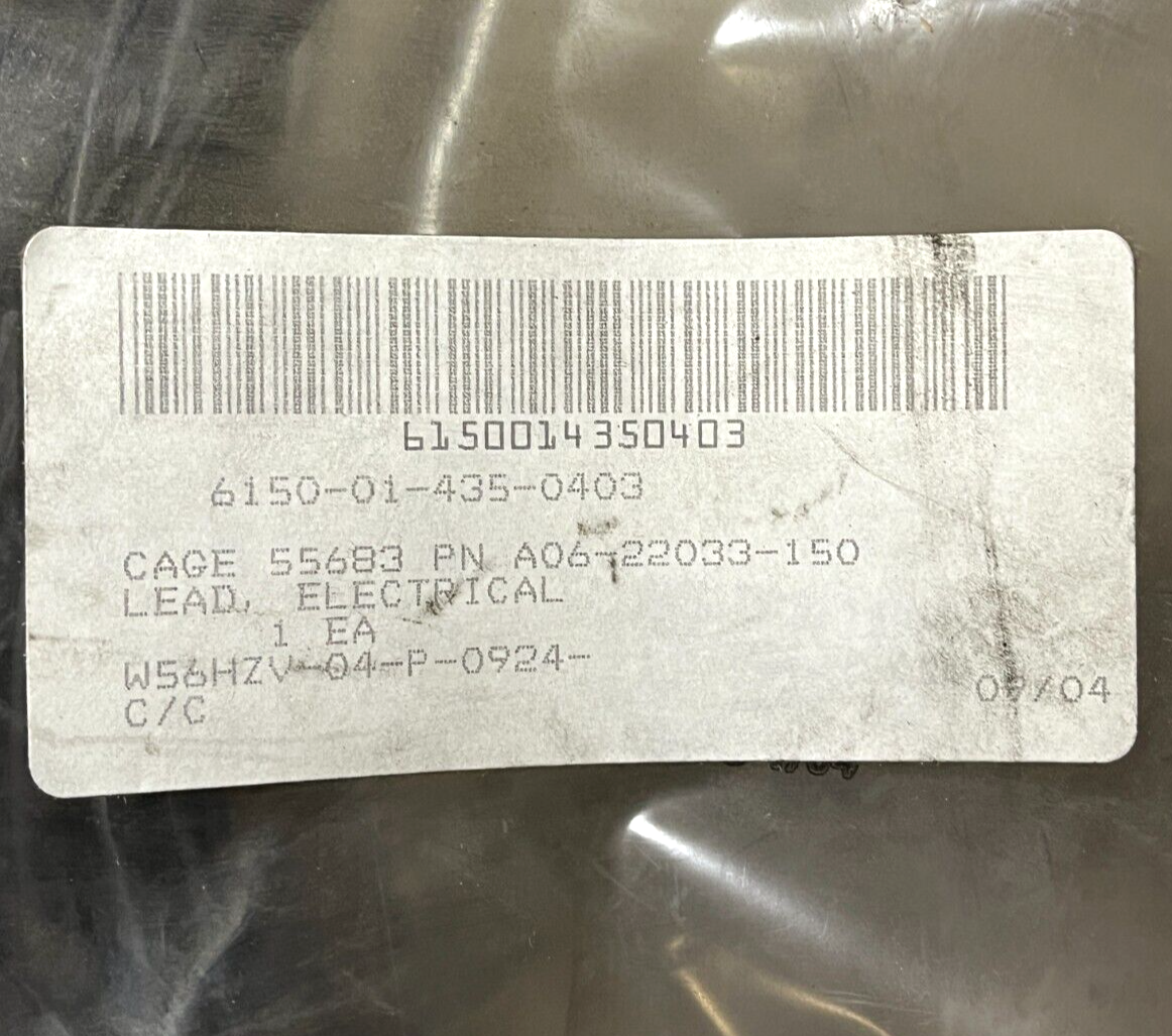 M1062 M916A1 M916A2 14-20 TON TRUCK ELECTRICAL LEAD 6150-01-435-0403 A06-22033