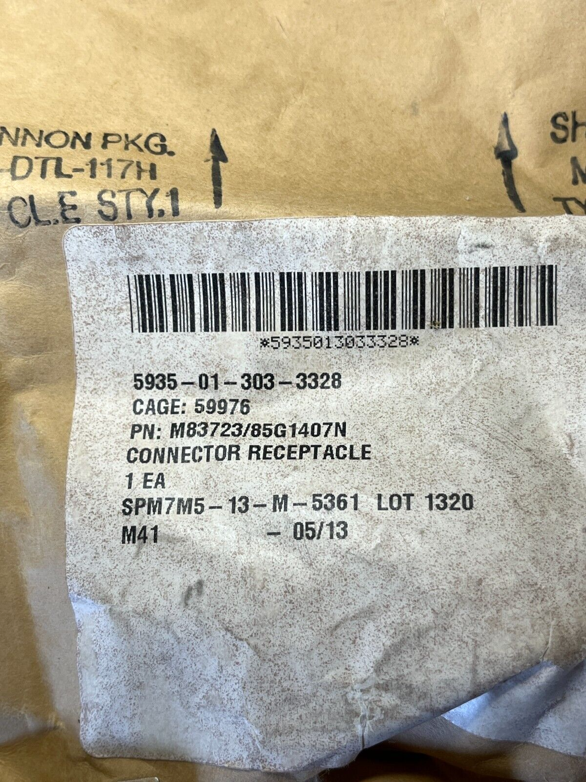 AERO CONTRACTOR M83723/85G1407N ELECTRICAL RECEPTACLE CONNECTOR 5935-01-303-3328
