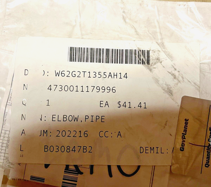 BLACK HAWK UH-60A PIPE ELBOW FITTING 113414-2 4730011179996 4730-01-117-9996