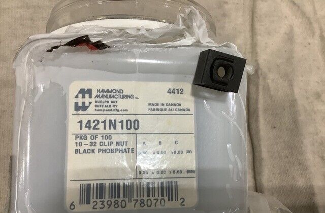 Genuine Hammond Manufacturing 1421N100 10-32 U-Shaped Clip NUT (Qty of 100)