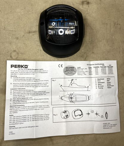 GENUINE USCG 24FT CRAFT PERKO STERN LIGHT CLEAR NO.170 BSN 12V/10W MARINE BOAT