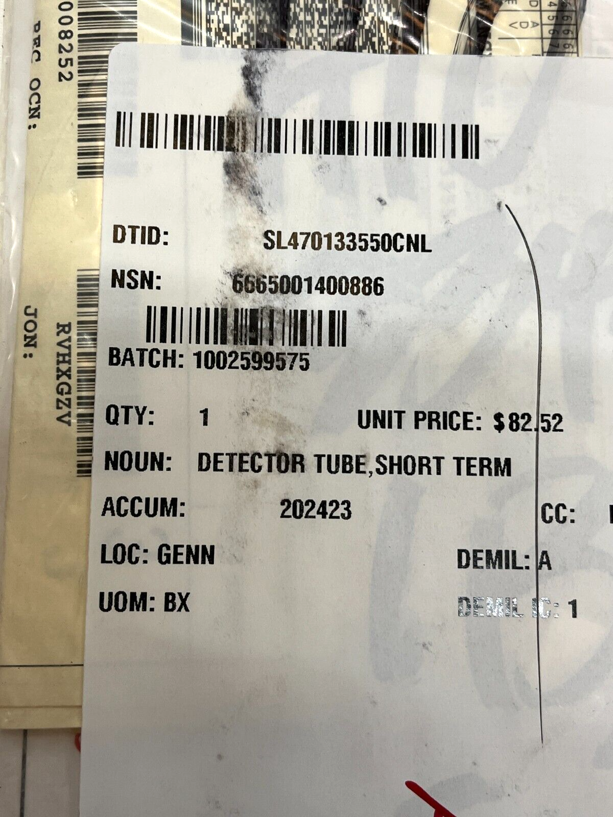 DRAGER 8101711 AMMONIA SHORT TERM DETECTOR TUBE BOX 4523105 6665-00-140-0886