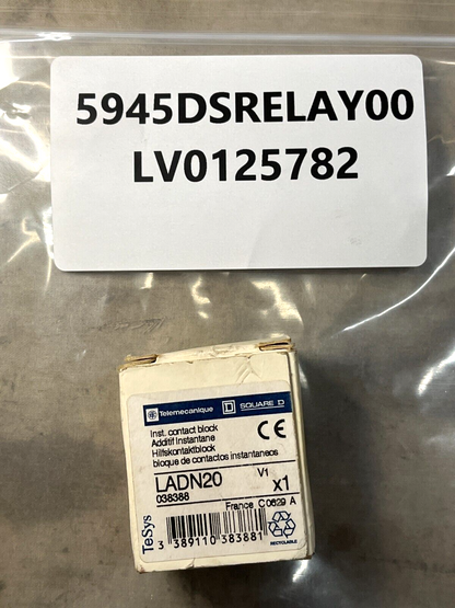 TELEMECANIQUE/SCHNEIDER CONTACT BLOCK AUXILIARY LADN20 038388 15124490151 USA