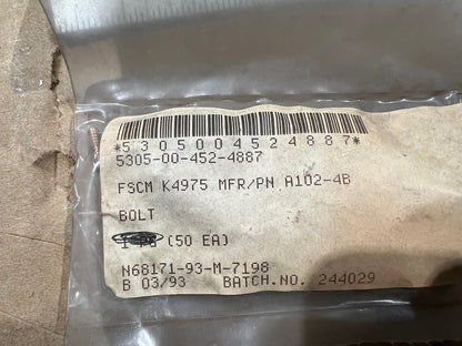 Screw A102-4B NSN 5305-00-452-4887 - photo 2