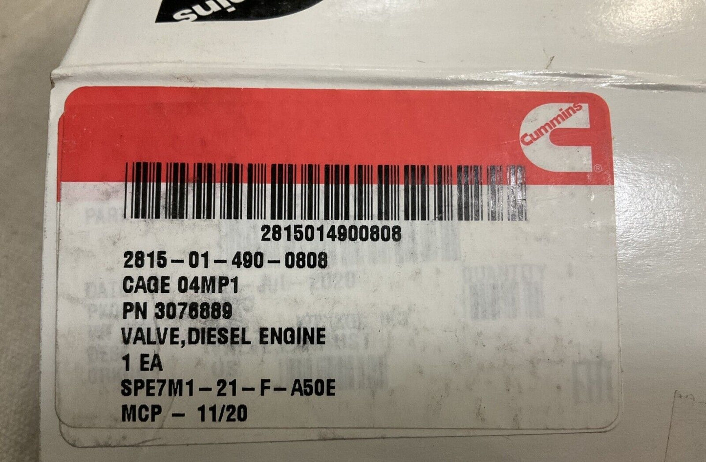 Cummins 3076889 Diesel Engine Valve 2815-01-490-0808 EXHAUST VALVE OEM CUMMINS