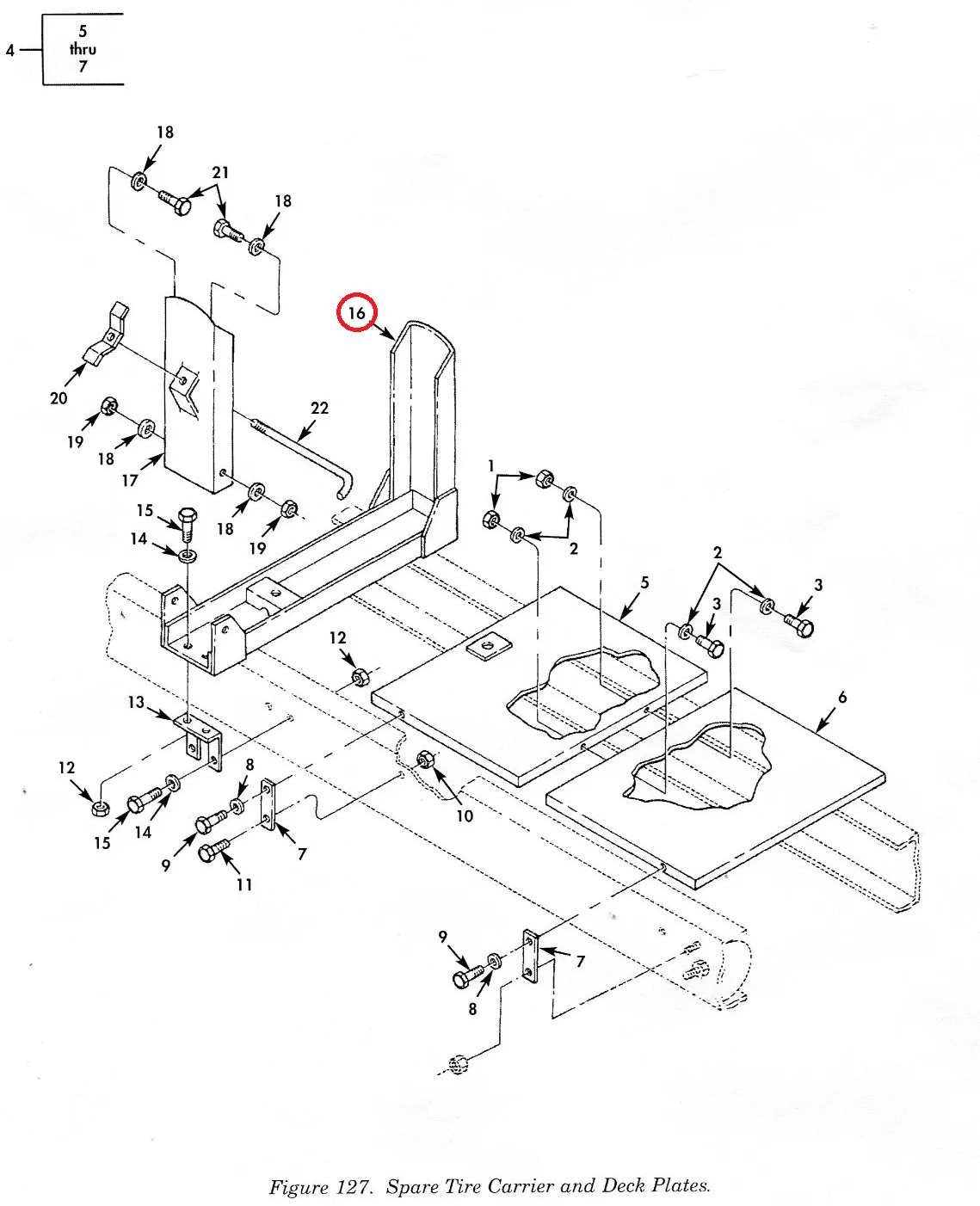 M915 TRUCK 5994942 SPARE TIRE RETAINER 2FS974 2590-01-147-3006