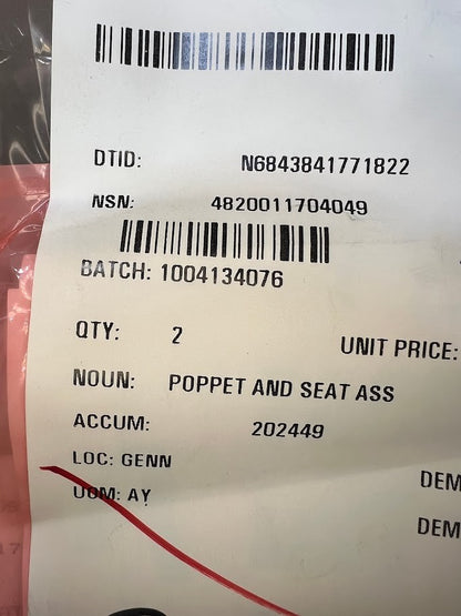 Poppet And Seat Assy V3C10237-TB NSN 4820-01-170-4049 - photo 9