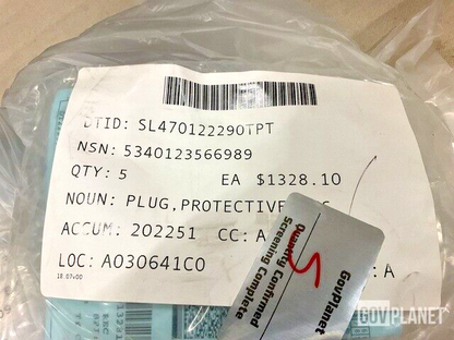 1EA GENERAL DYNAMICS 024008501 PLUG, PROTECTIVE DUST & MOISTUR 5340-12-356-6989