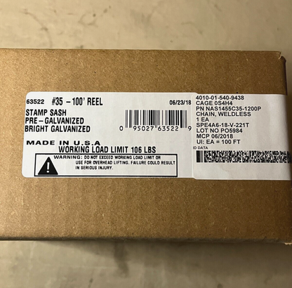 SEMI-TRAILER/TANK 106LB STRNGTH 100FT ZINC PLATED STEEL SASH CHAIN 4010015409438