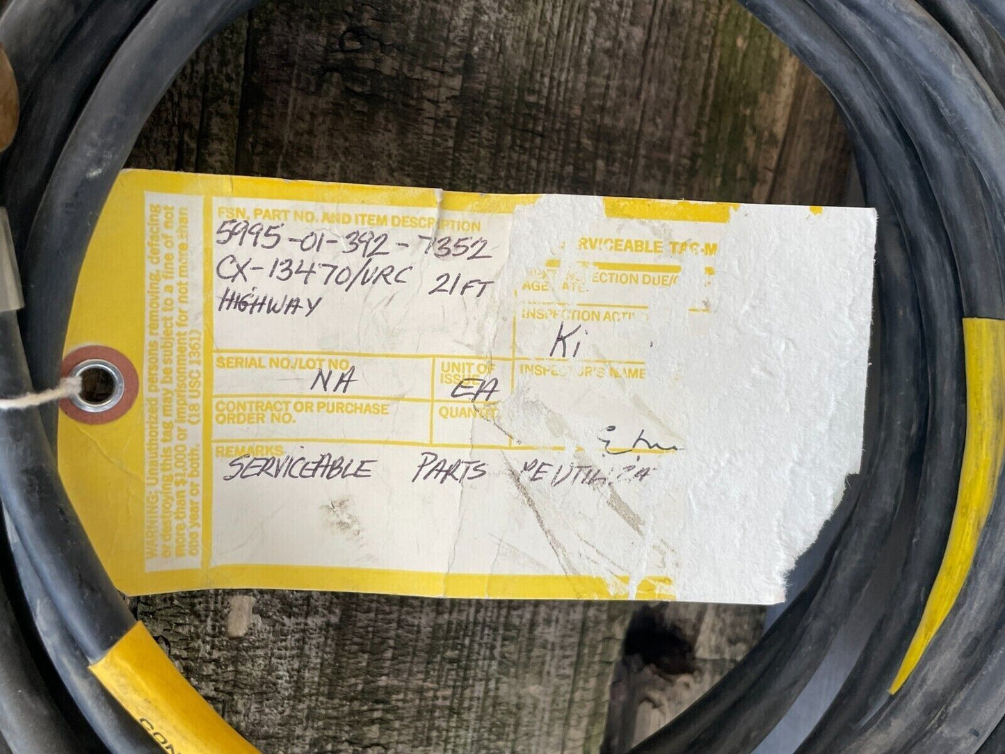 CABLE ASSEMBLY A3206018-21 CX-13470/VRC21 FT FOR VIS EQUIPMENT 5995-01-392-7352