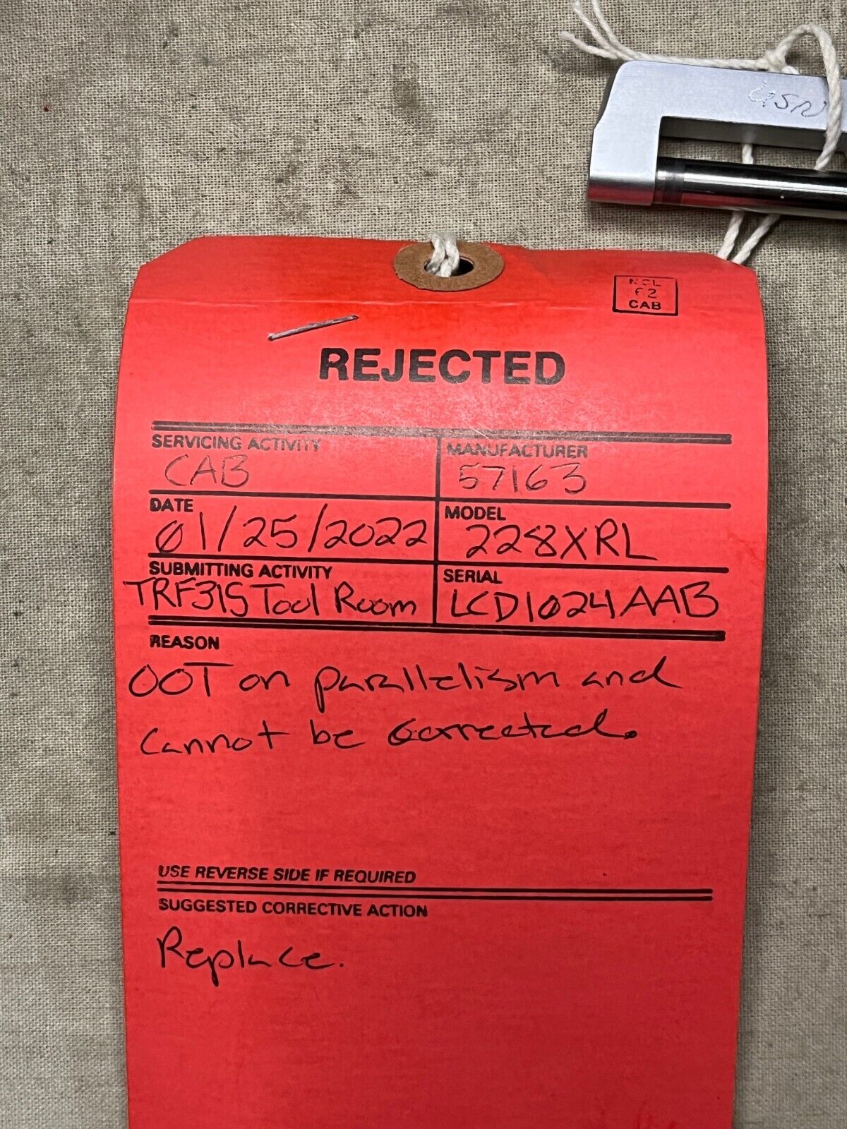 OUTSIDE MICROMETER CALIPER 228XRL 1'' 001'' LOCK NUT 07570174 5210-01-534-2746