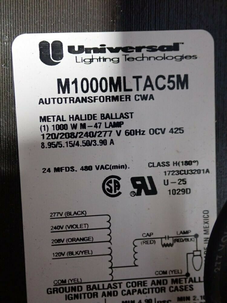 Universal M1000MLTAC5M Metal Halide Ballast Kit 1000W M47 120-277V