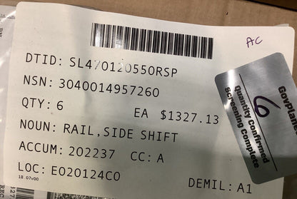 MILITARY (LRTF) MODEL TX51-19M SIDE SHIFT RAIL 10925029 3040-01-495-7260