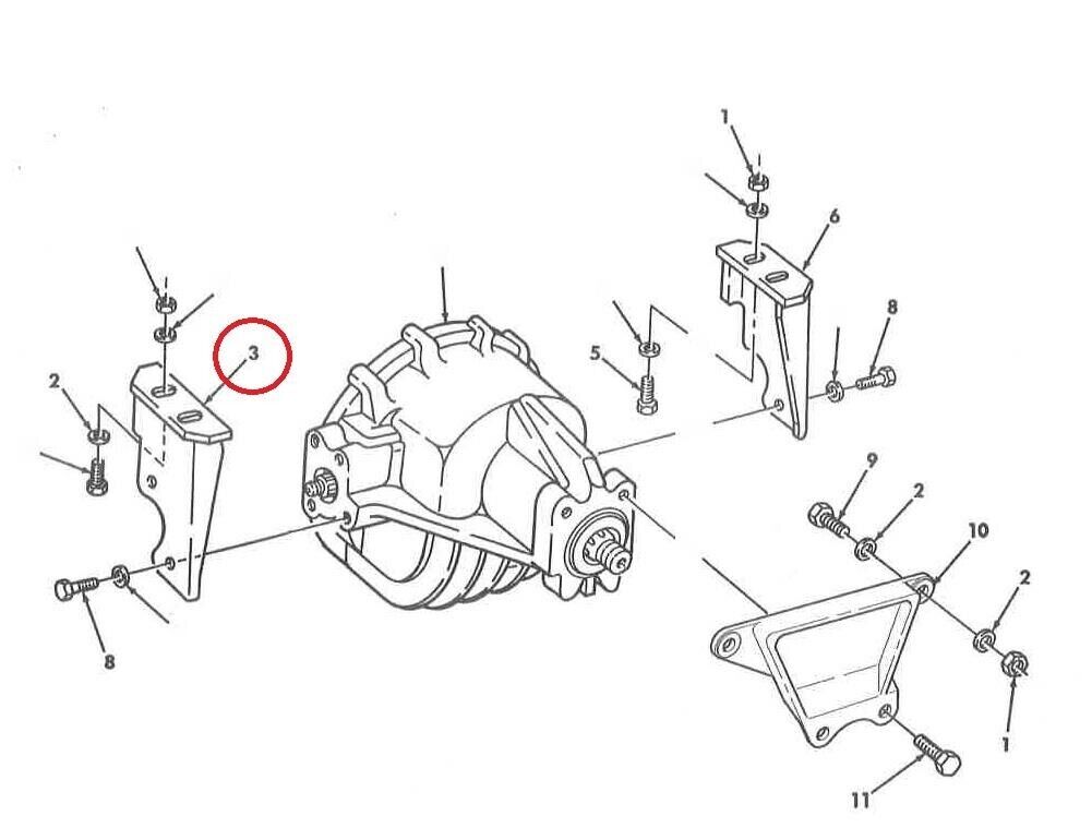 M998 HMMWV 12338151-7 REAR DIFFERENTIAL BRACKET 12338151 2590-01-394-8134 NOS
