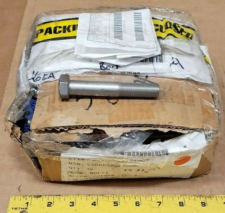 Box of 36 Large Hex Screws Thread: ⅝ Inch, Hex head: 1 inch, 4 inch length