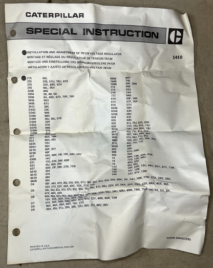 GENUINE CAT 7N0129 9S2259 ENGINE GENERATOR VOLTAGE REGULATOR 2920-00-231-7266