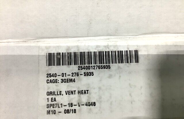 M997 HMMWV 12341624 HEAT AIR CIRCULATING VENTILATOR VENT GRILLE 2540-01-276-5935