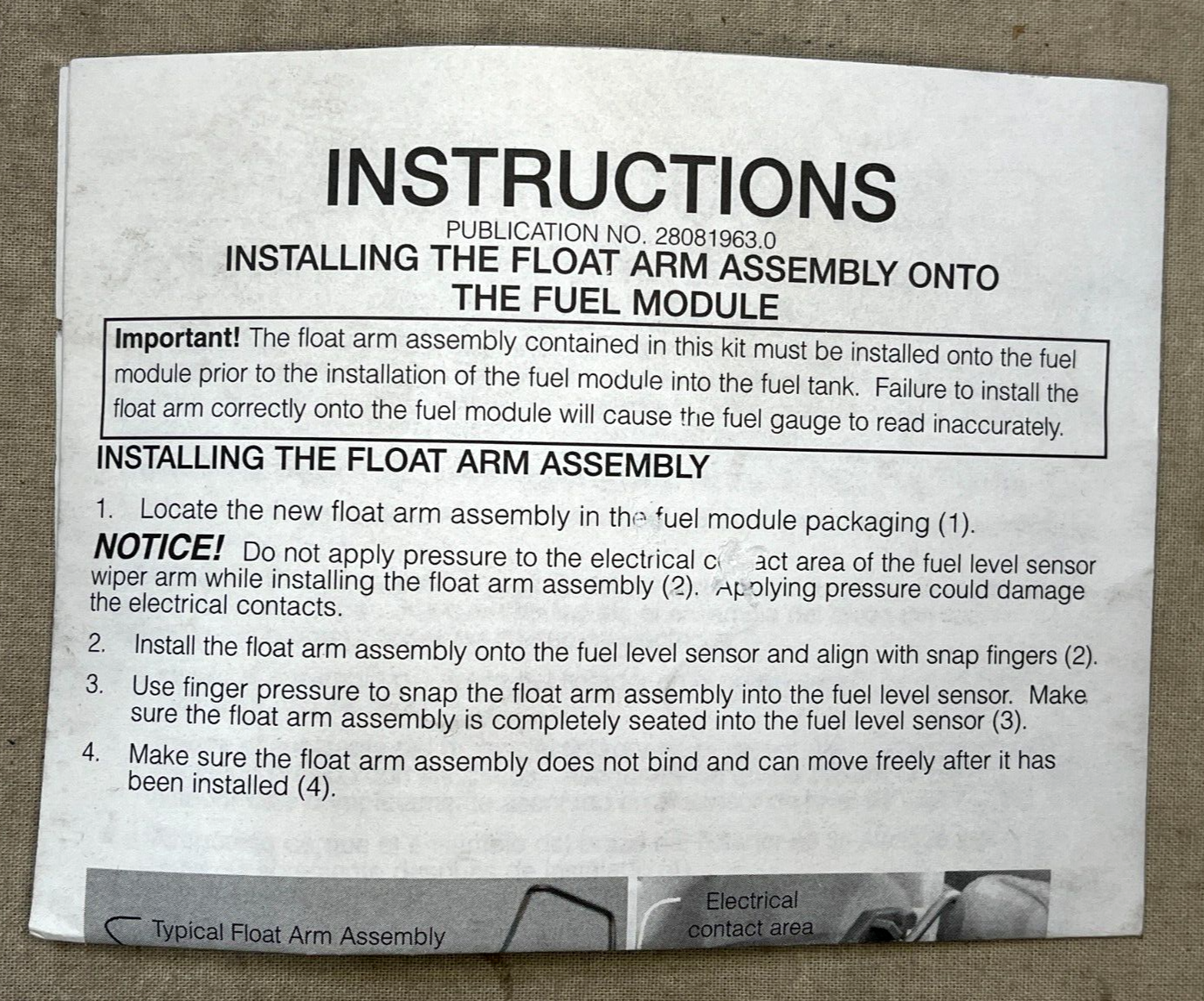 ACDELCO GM FUEL PUMP, LEVEL SENSOR W/SEAL FLOAT HARNESS ASSY 19153696-02 MU1615