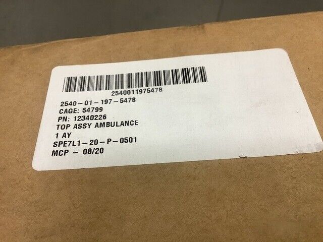 HMMWV CHMMWV 1-1/4 TON 12340226 5581438 AMBULANCE BODY COVER 2540-01-197-5478