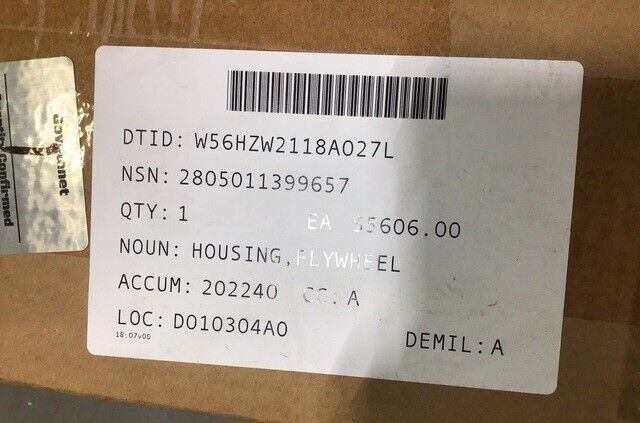 M109 M101A1 FULL TRACKED FLYWHEEL HOUSING 5103363 5122662 2805-01-139-9657