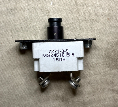 AIRCRAFT C-130 KLIXON MS24510-B-5 5A CIRCUIT BREAKER 7271-3-5 5925-00-625-7817