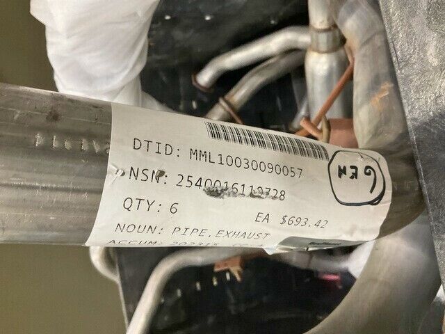 M1163 M1161 GROWLER EXHAUST PIPE 43016700 2540-01-611-0728 NOS