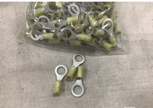 RC734, Ring Tongue Terminal 10-12AWG Copper Yellow 35.05mm Electro Tin Bulk 100