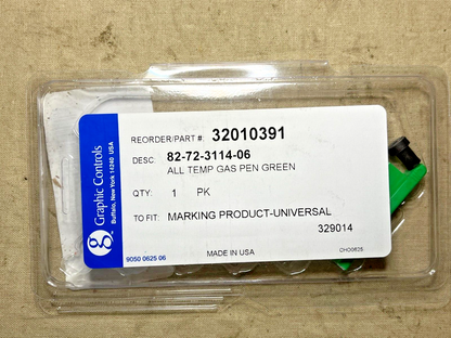 GRAPHIC CONTROL, TEMPERATURE RECORDING GAS PEN GREEN 82-72-3114-06 7520015912420