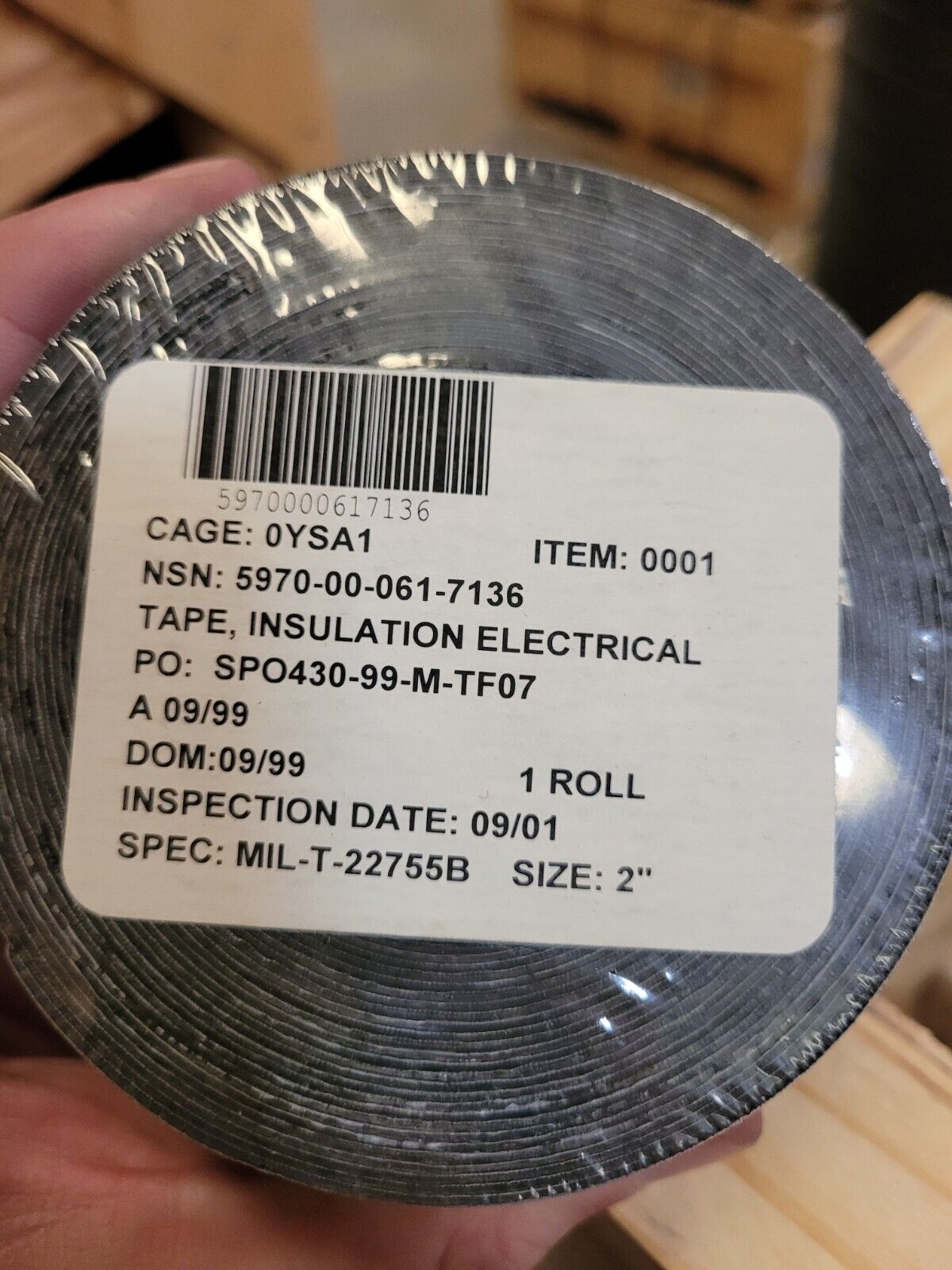 MILITARY SPEC INUSLATED ELECTIRP TAPE 21 FEET 5970-00-061-7136 MIL-T-22755