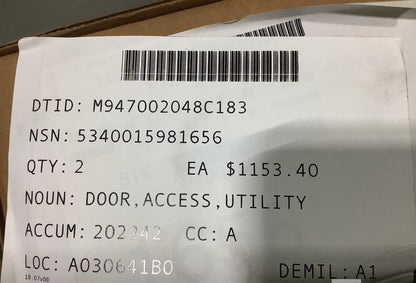 MTVR-2MK23 35'' UTILITY WELDMENT LWR LH ACCESS DOOR 3400091 5340-01-598-1656
