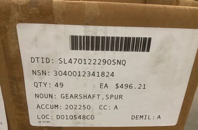 FMTV HEMTT XM1074 PLS TRUCK 2CK144 GEARSHAFT SPUR 9-734-100654 3040-01-234-1824