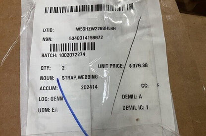 HMMWV HUMVEE HATCH Net Assy Cargo 12446812 WEBBING STRAP  5340-01-415-8672