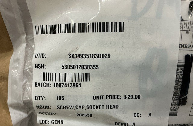 Socket Head Cap Screw 160A799PC5 NSN 5305-01-203-8355 - photo 4