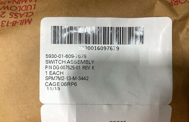 DRS CONTROLS DG-007525-01 SWITCH CONNECTOR ASSEMBLY 5930-01-609-7679 USA