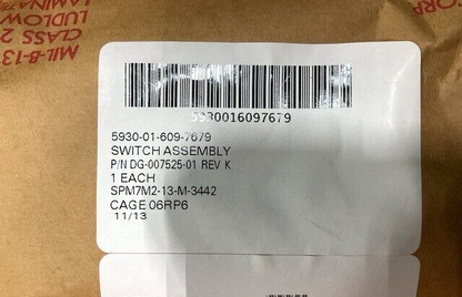 DRS CONTROLS DG-007525-01 SWITCH CONNECTOR ASSEMBLY 5930-01-609-7679 USA