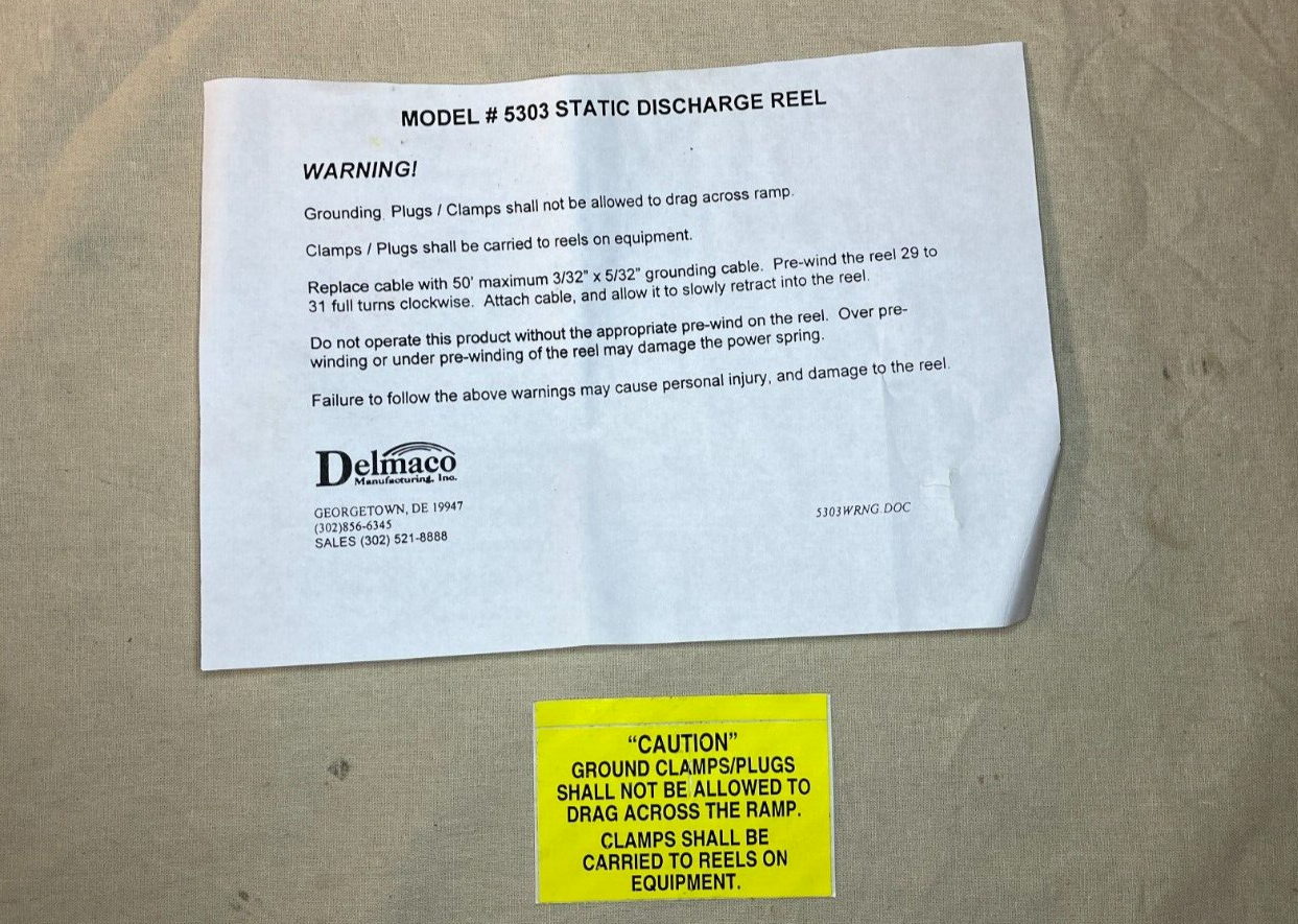 STATIC DISCHARGE REEL ASSEMBLY 50FT DMI-50 10959979 A-A-50696 4930-00-930-5303