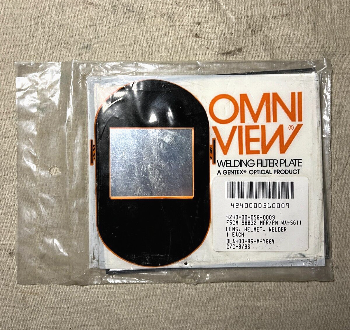 GENTEX OPTICAL OMNI VIEW ANSIZ87.1  LENS HELMET WELDER 791F41 4240-00-056-0009