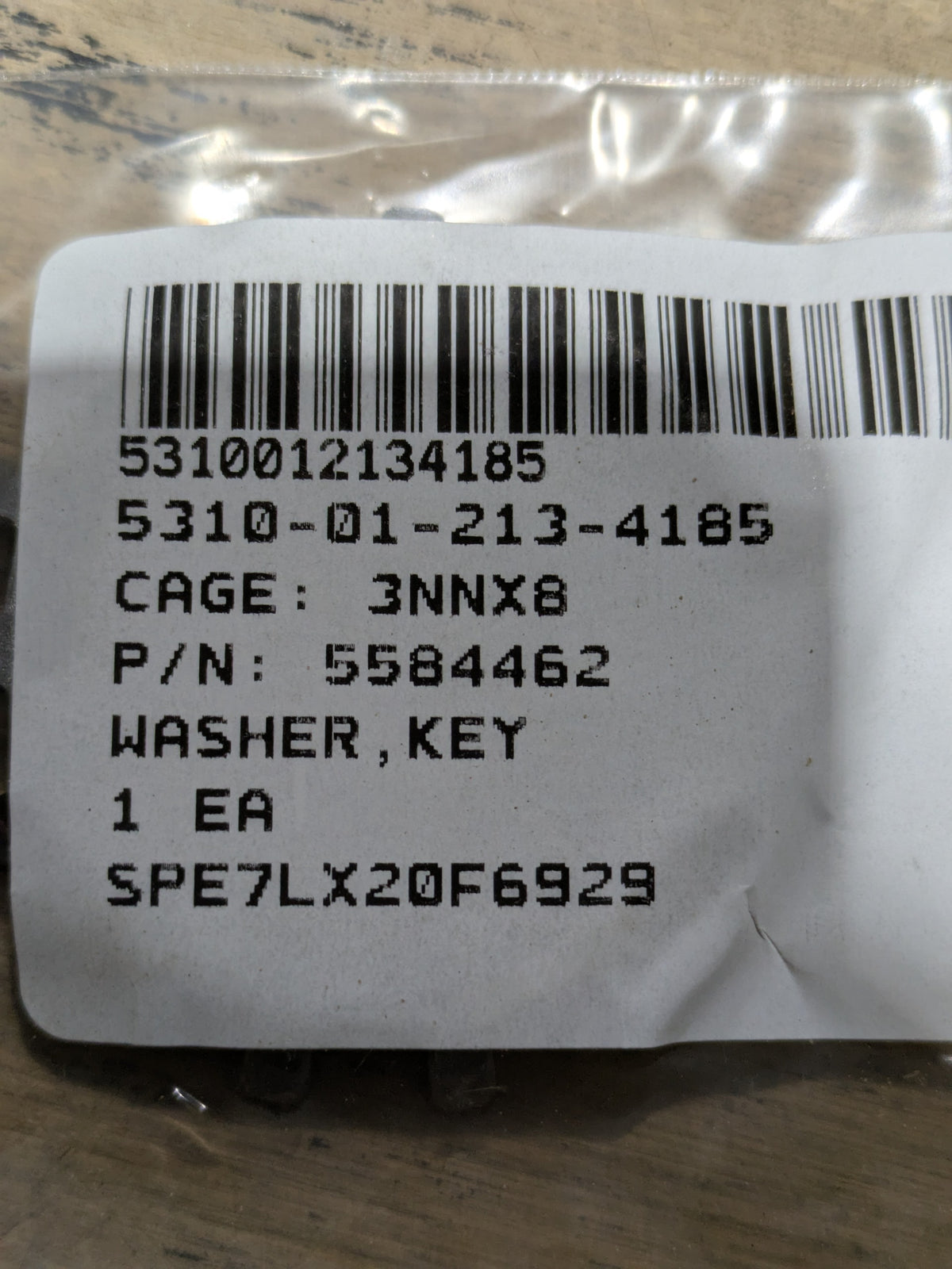 AM General LLC 5584462 Key Washer - NSN 5310-01-213-4185 - inventory label