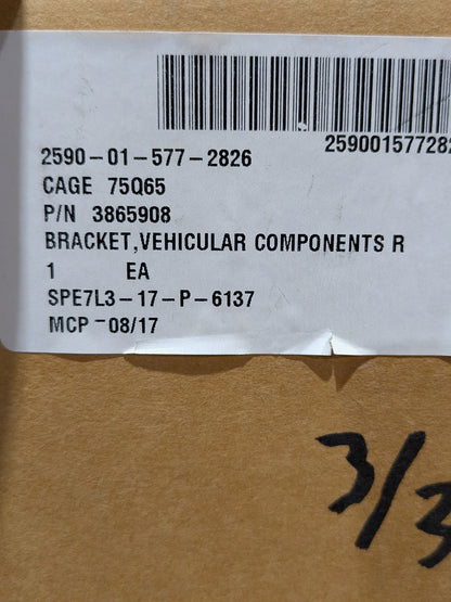 Oshkosh Defense LLC 3865908 Vehicular Bracket - NSN 2590-01-577-2826 - inventory label