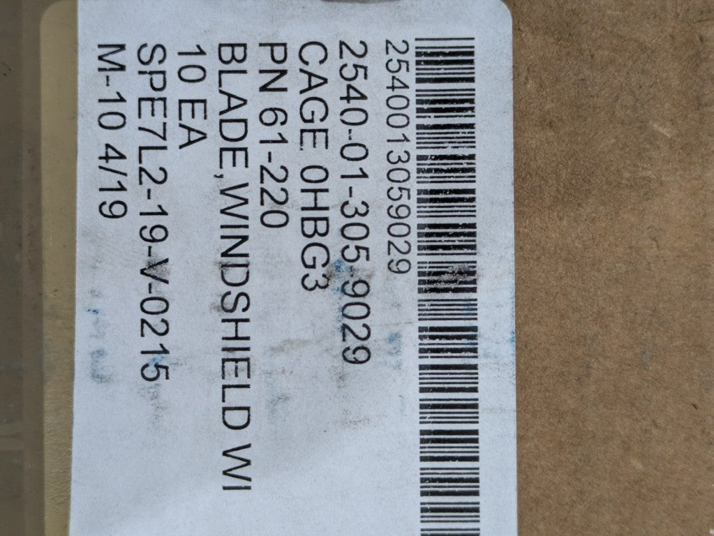 Trico Products Corporation 61-220 Blade, Windshield Wiper - NSN 2540-01-305-9029 - inventory label