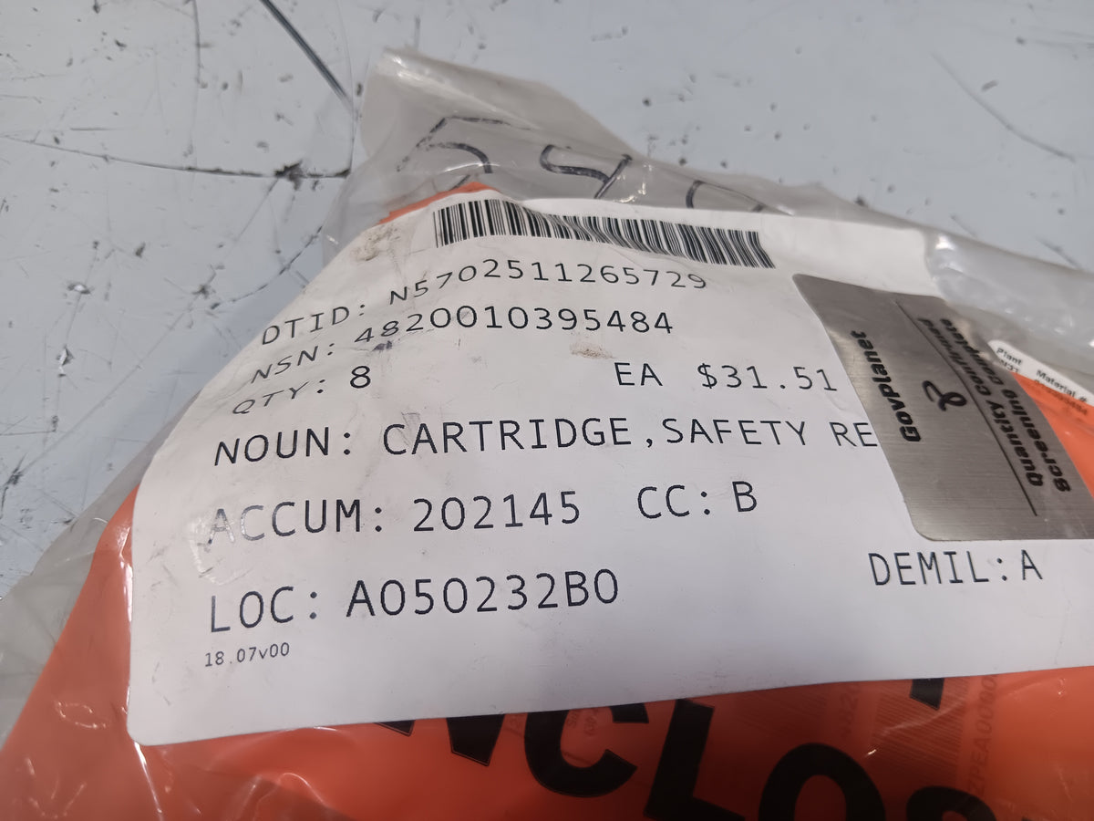 NAVAIR AND NAVSEA MANAGED ORIGINAL 3238089 Safety Relief Valve Cartridge - NSN 4820-01-039-5484 - inventory label