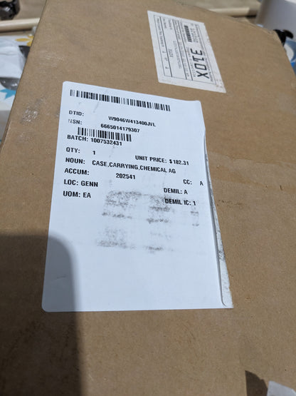 Gladiator, Inc. 5-15-18520 Carrying Case, Chemical Agent Monitor - NSN 6665-01-417-9307 - inventory label