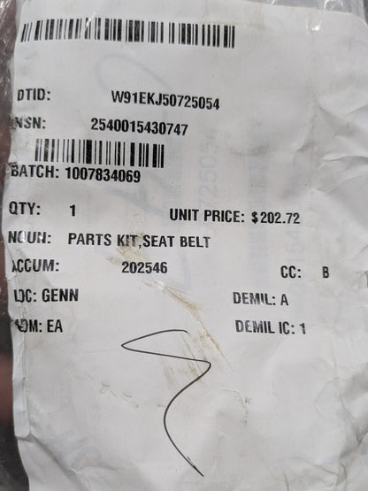 Schroth Safety Products 901-US-07301-1 Parts Kit, Seat Belt - NSN 2540-01-543-0747 - inventory label