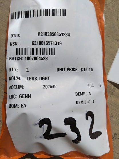 Littelfuse 410RT Light Lens - NSN 6210-01-357-1319 - inventory label