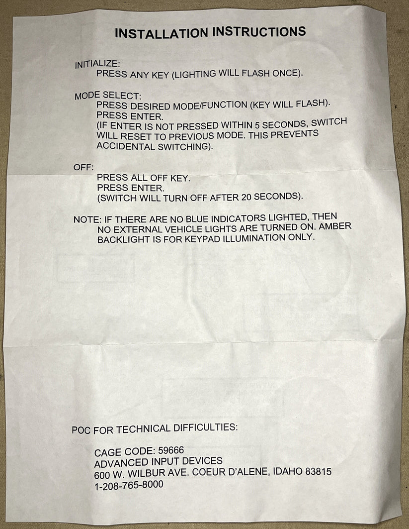 HUMMER HMMWV M998 MILITARY TRUCK LED PUSH BUTTON MASTER LIGHT SWITCH 1