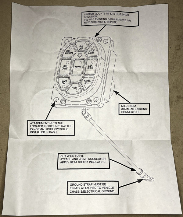 HUMMER HMMWV M998 MILITARY TRUCK LED PUSH BUTTON MASTER LIGHT SWITCH 1