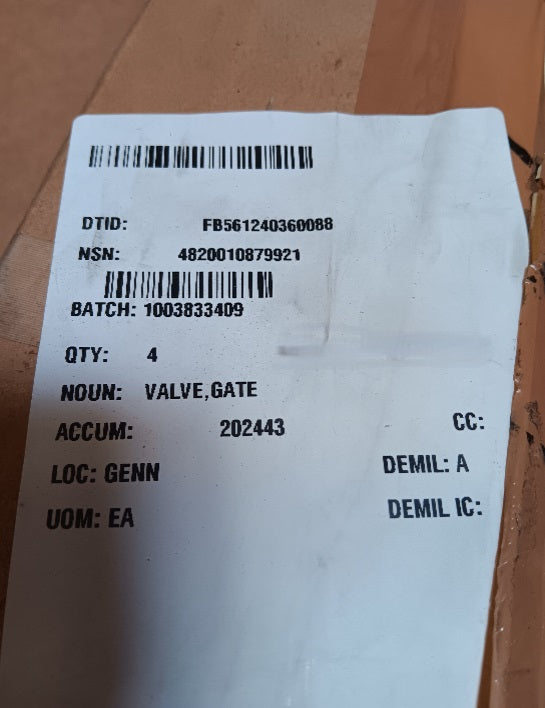 Honeywell 321460-1-1 Gate Valve NSN 4820-01-087-9921 NEW
