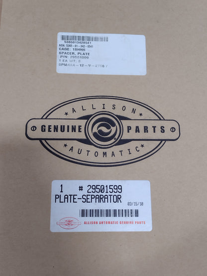Allison Transmission Inc 29501599 Spacer, Plate - NSN 5365-01-342-8541 - inventory label