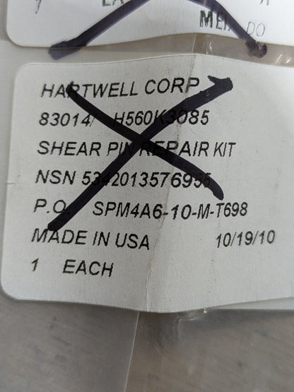 Hartwell Corporation H560K3085 Repair Kit, Shear Pin - NSN 5342-01-357-6955 - inventory label